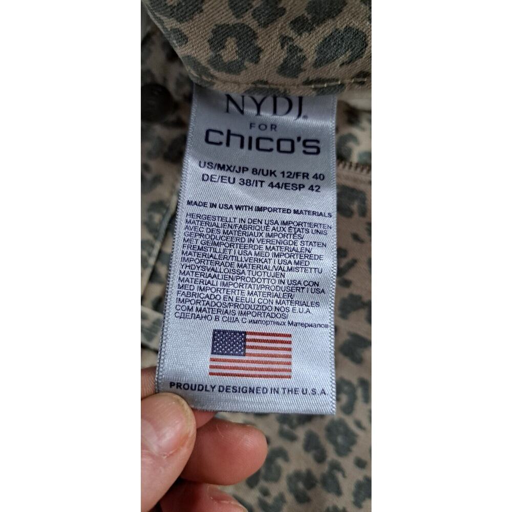 NYDJ x Chico’s Skinny Ankle Jeans Jegging Pants Lift Tuck 8 Cheetah Animal Beige - Picture 6 of 9